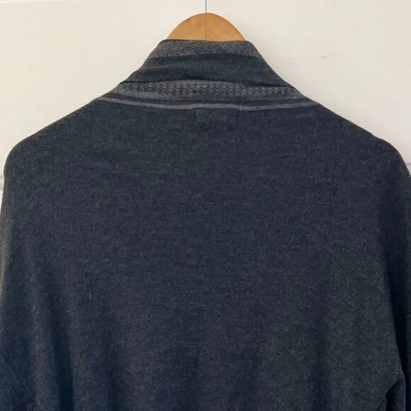 Eddie Bauer Gray Aztec Water-Fall Open-Front Sweater Sz Med - Picture 8 of 11